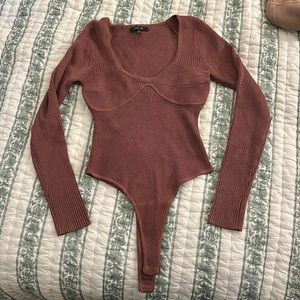 NWOT brown ribbed bodysuit